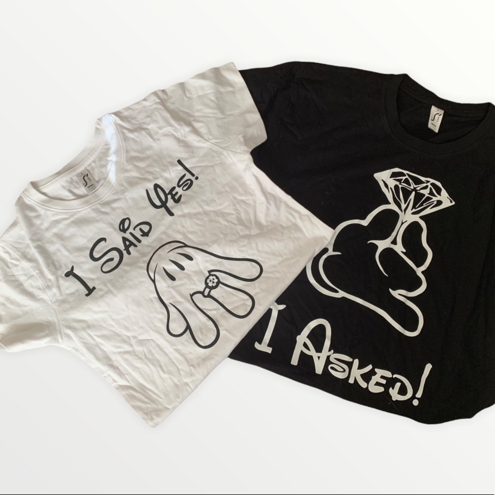 Disney Themed Couple T-Shirts Engaged Fiancé